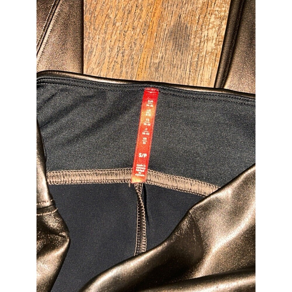 Spanx Faux Leather Leggings Size S Bronze Metal Brown Pants Stretch Womens - Picture 2 of 4